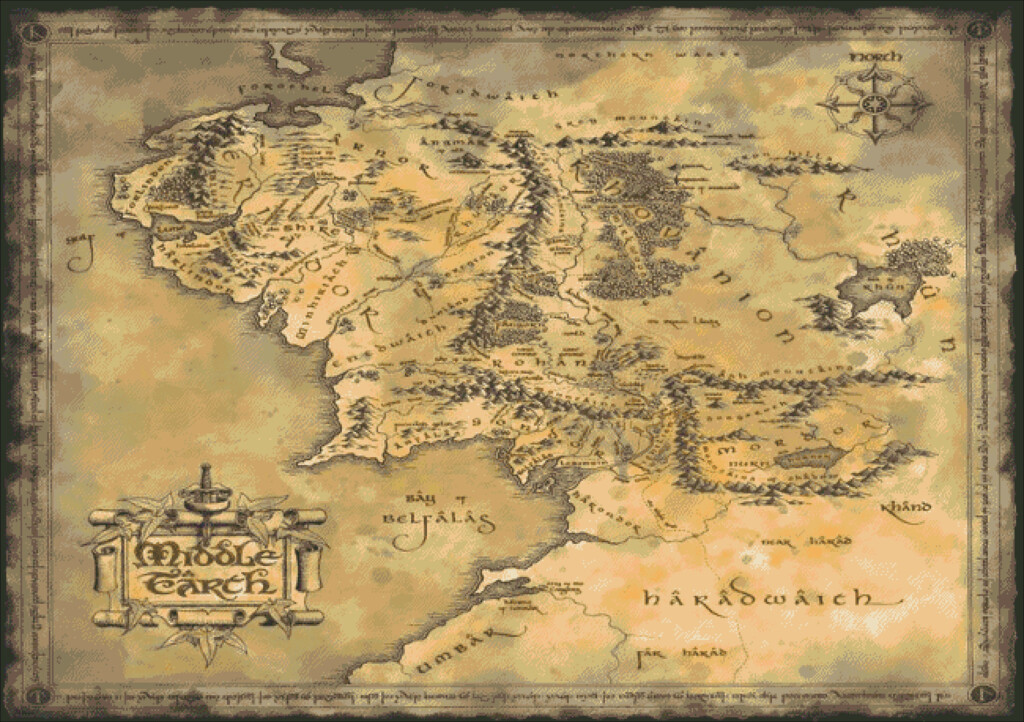 PDF Middle Earth Map Lord Of The Rings Cross Etsy - Middle Earth Cross Stitch Pattern