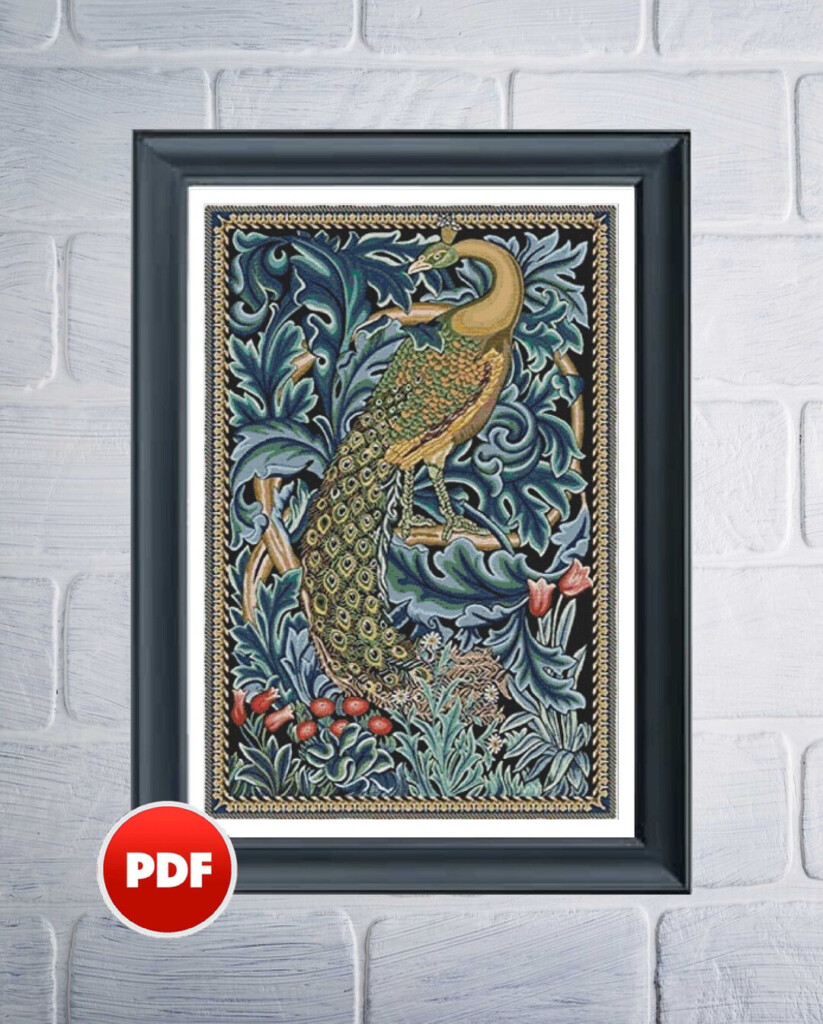 PDF Peacock Full Coverage Cross Stitch Pattern William Morris Etsy - Full Coverage Cross Stitch Patterns Pdf