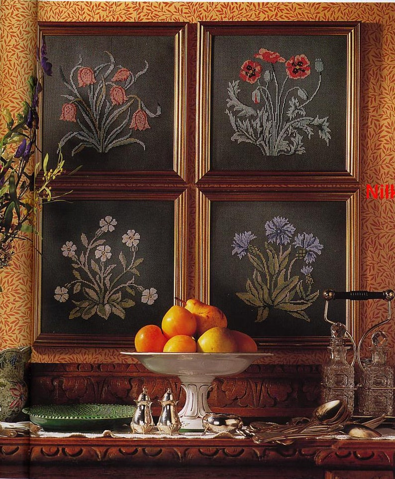 PDF Vintage Pattern William Morris Cross Stitch Poppy Etsy - William Morris Cross Stitch Patterns