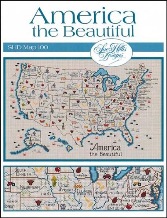 Pick One SUE HILLIS DESIGNS America The Beautiful Cross Stitch Etsy  - Usa Map Cross Stitch Pattern