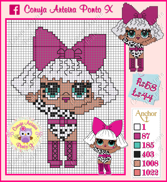 Pin By Martha Lira On Cross Stitch Patterns Lol Dolls Cross  - Lol Doll Cross Stitch Patterns