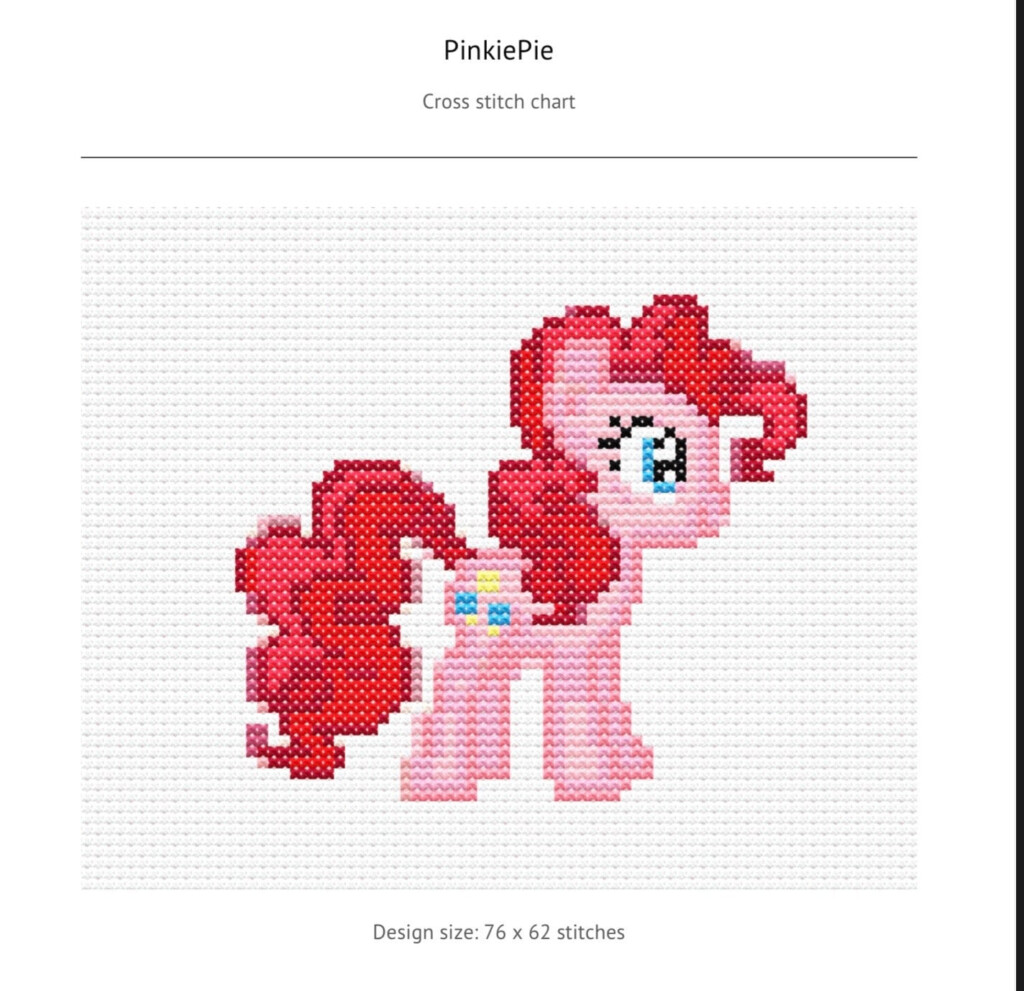 Pinkie Pie Cross Stitch Pattern Etsy - Pinkie Pie Cross Stitch Pattern