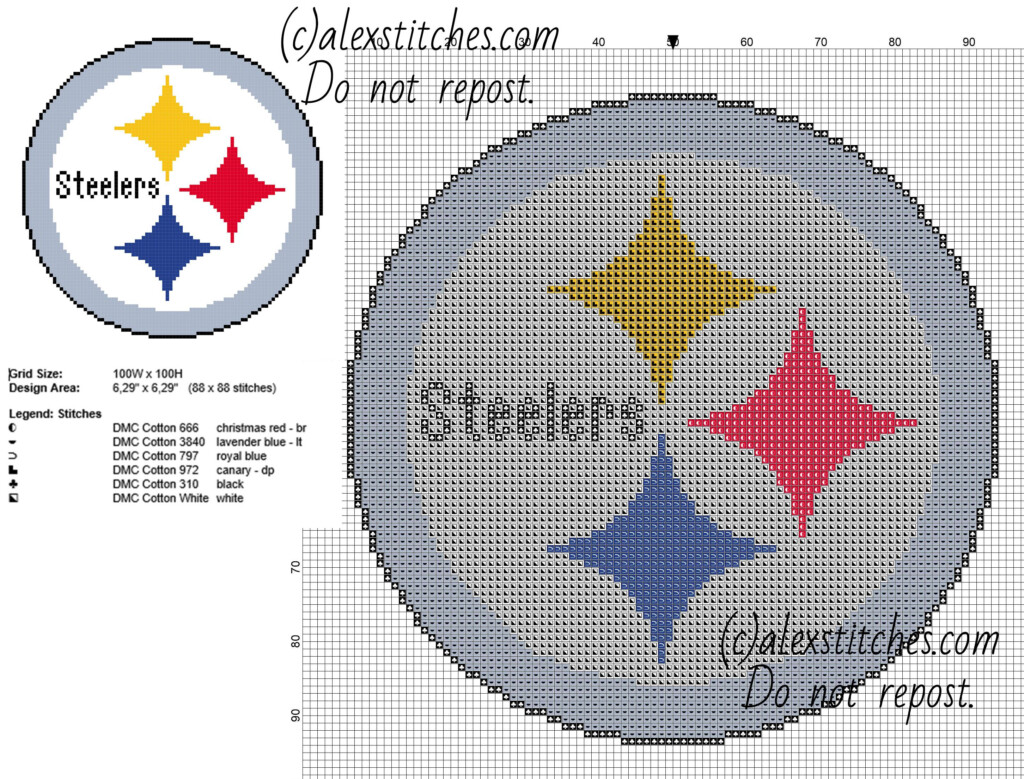 Pittsburg Steelers Logo NFL National Football League Team Free Cross  - Steelers Cross Stitch Patterns Free