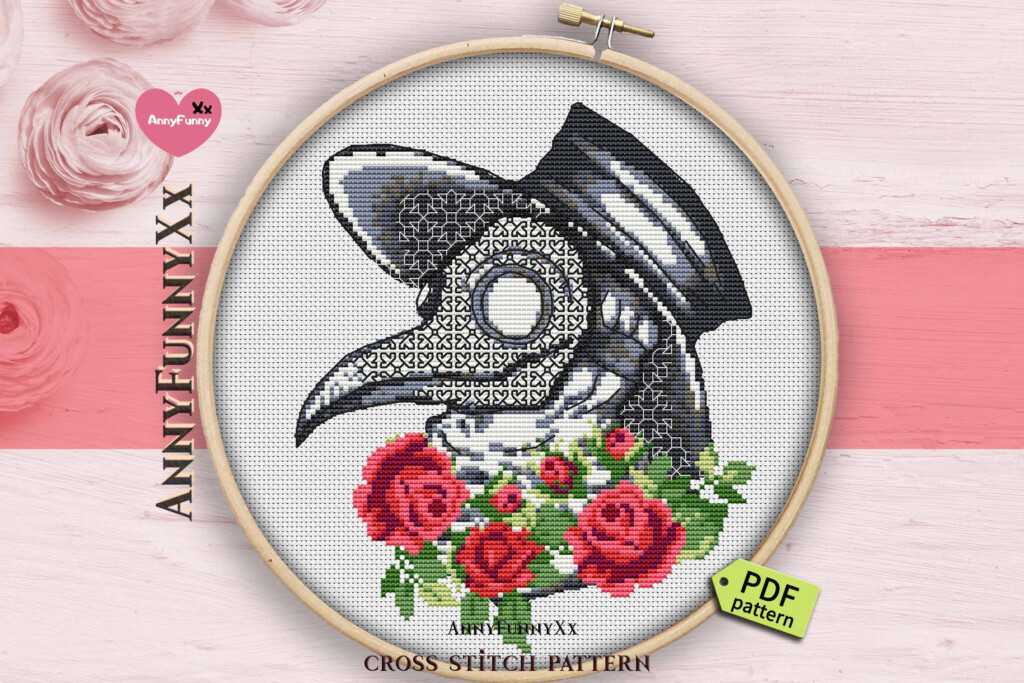 Plague Doctor Cross Stitch Pattern PDF Blackwork Halloween Etsy - Plague Doctor Cross Stitch Pattern Free
