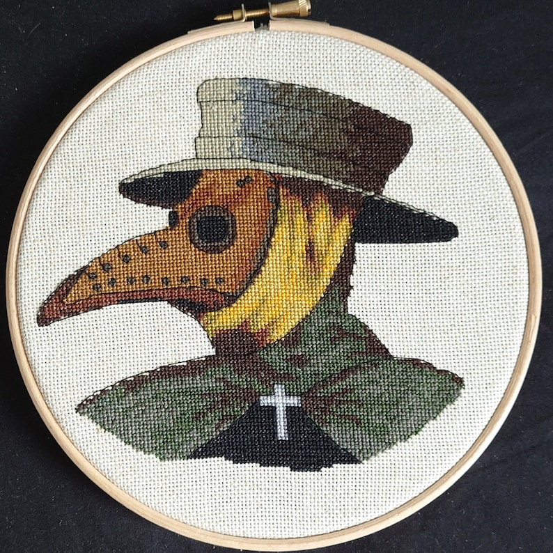 Plague Doctor Cross Stitch Pattern PDF Crochet Needlepoint  - Plague Doctor Cross Stitch Pattern Free