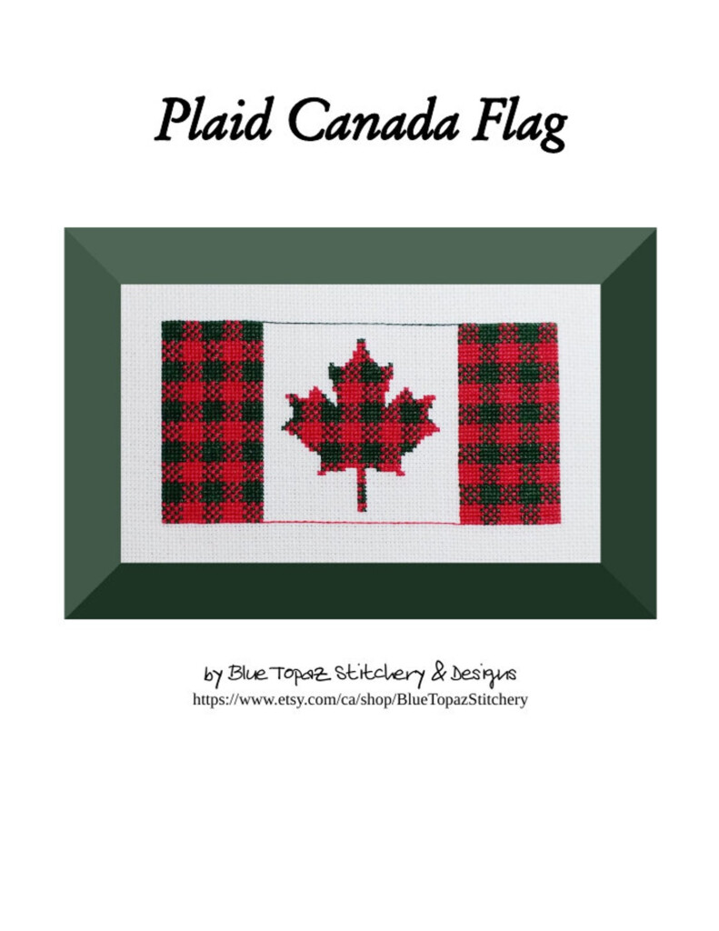 Plaid Canada Flag Cross Stitch Pattern Red And Green Canadian Flag  - Canadian Flag Cross Stitch Pattern