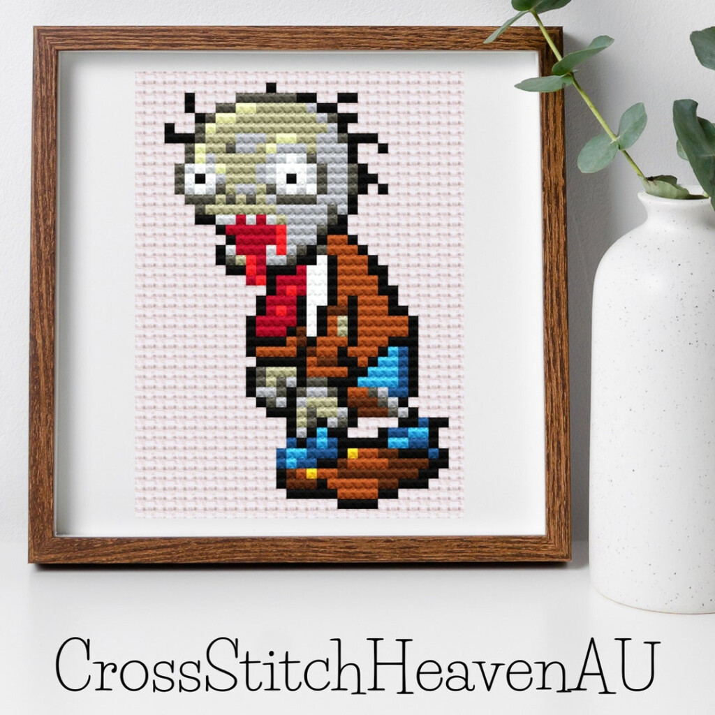 Plants Vs Zombies Zombie Cross Stitch Pattern Instant PDF Download  - Plants Vs Zombies Cross Stitch Patterns