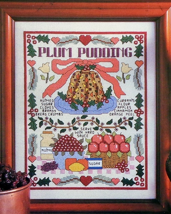 PLUM PUDDING Christmas SAMPLER Counted Cross Stitch Pattern - Plum Pudding Cross Stitch Pattern