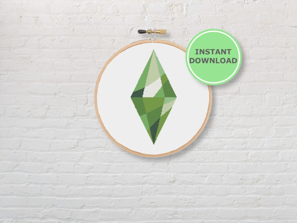 Plumbob Sims 4 Cross Stitch Pattern Easy Counted Cross Stitch Etsy  - Sims 4 Cross Stitch Patterns