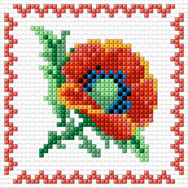 Poppy Cross Stitch Designs - Small Poppy Cross Stitch Pattern Free