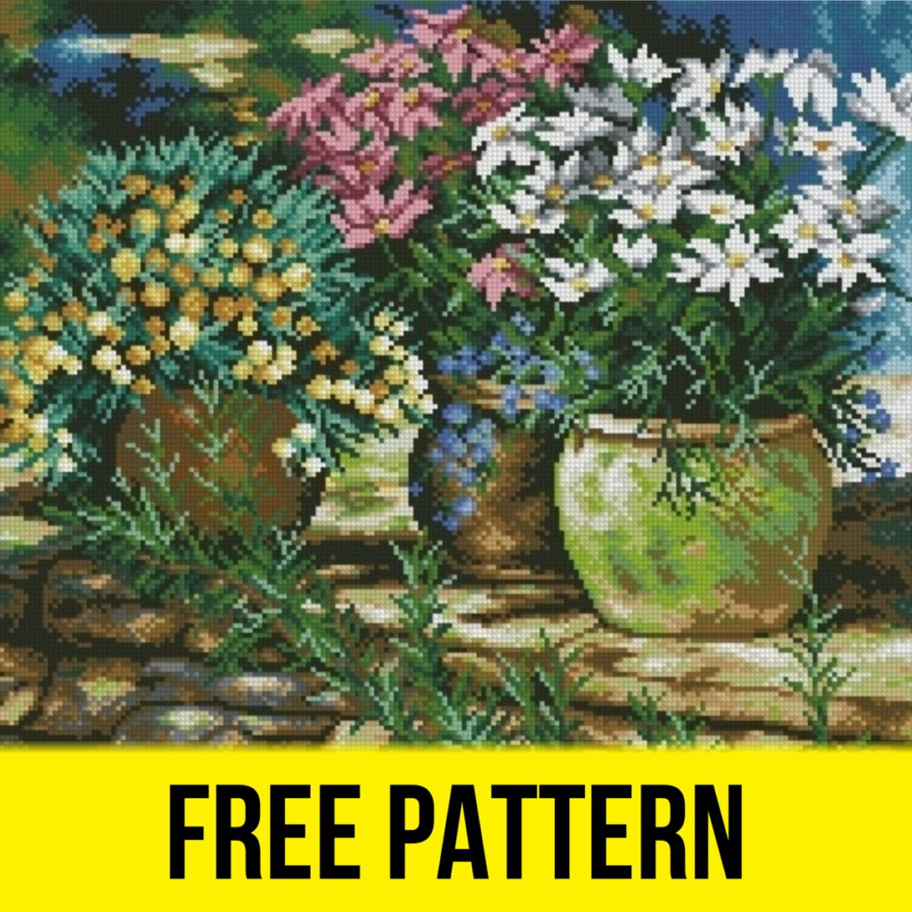  Potted Flowers Free Cross Stitch Pattern Nature Large In 2022  - Free Cross Stitch Patterns Nature