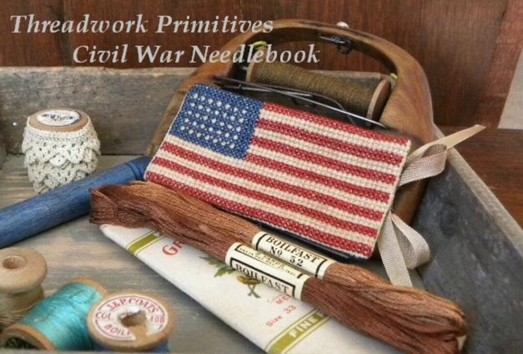 Primitive Cross Stitch Pattern Civil War Needlebook Etsy - Civil War Cross Stitch Patterns