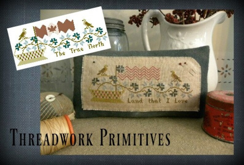 Primitive Cross Stitch Pattern Land That I Love Etsy - Land That I Love Cross Stitch Pattern