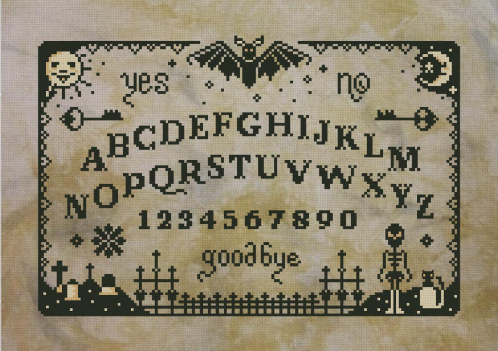 Primitive Ouija Board Digital Cross Stitch Pattern - Ouija Board Cross Stitch Pattern Free