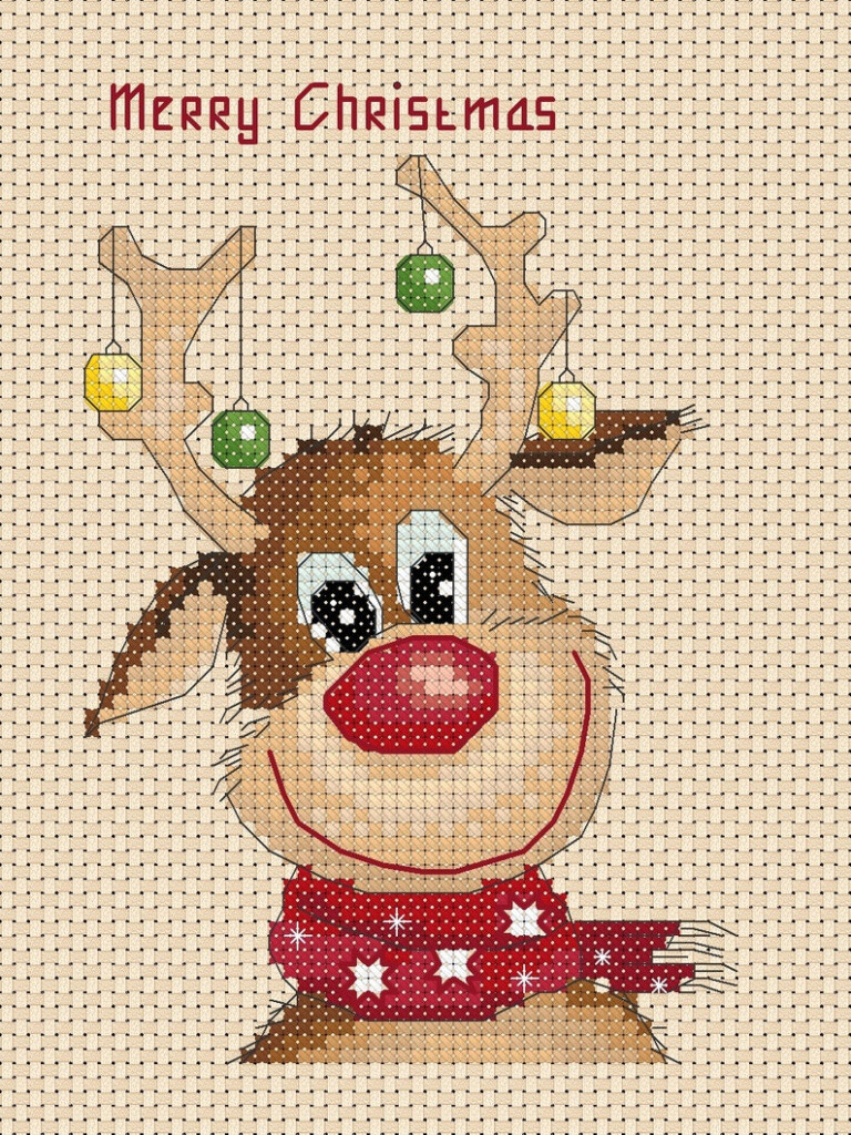 Printable PDF Cross Stitch Chart Christmas Reindeer Ideal Size Etsy - Free Christmas Reindeer Cross Stitch Patterns
