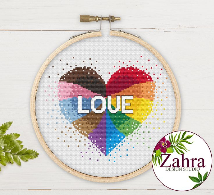 Progress Rainbow Heart LGBTQ Cross Stitch Pattern Pride Cross Stitch  - Free Pride Cross Stitch Patterns