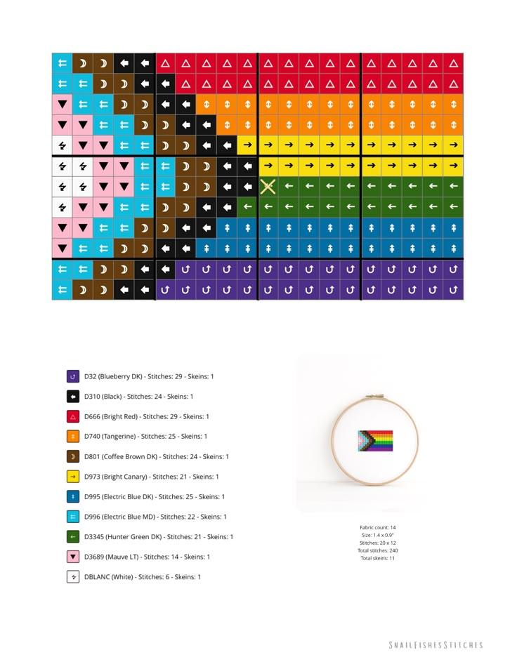 Progressive Pride Flag Cross Stitch Pattern V1 - Free Pride Cross Stitch Patterns