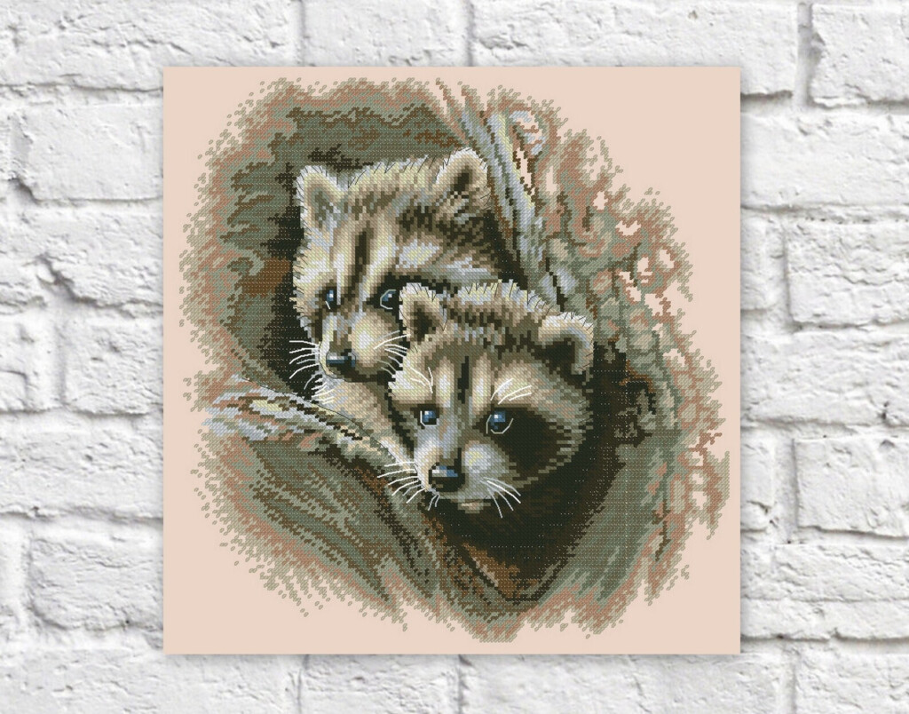 Raccoon Cross Stitch Pattern Animals Colorful Art X stitch Etsy - Raccoon Cross Stitch Pattern Free