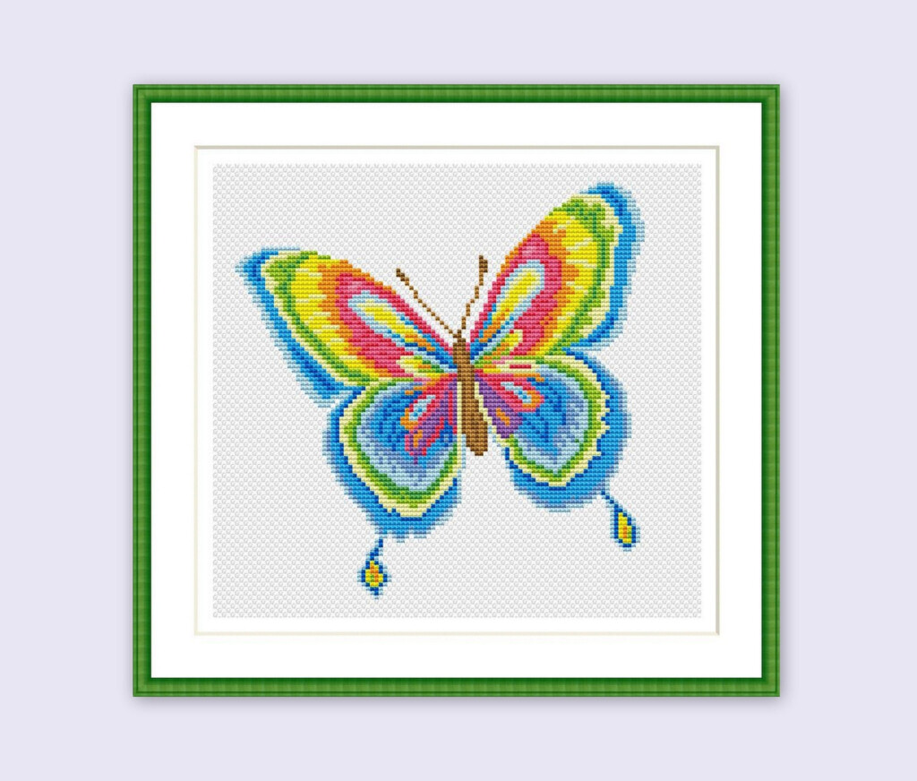 Rainbow Butterfly Cross Stitch Pattern Easy Digital DIY Etsy - Beginner Butterfly Cross Stitch Pattern