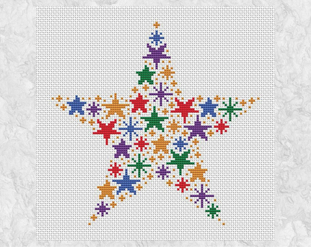 Rainbow Stars Cross Stitch Pattern Modern Counted Cross Stitch Chart  - Cross Stitch Small Star Pattern