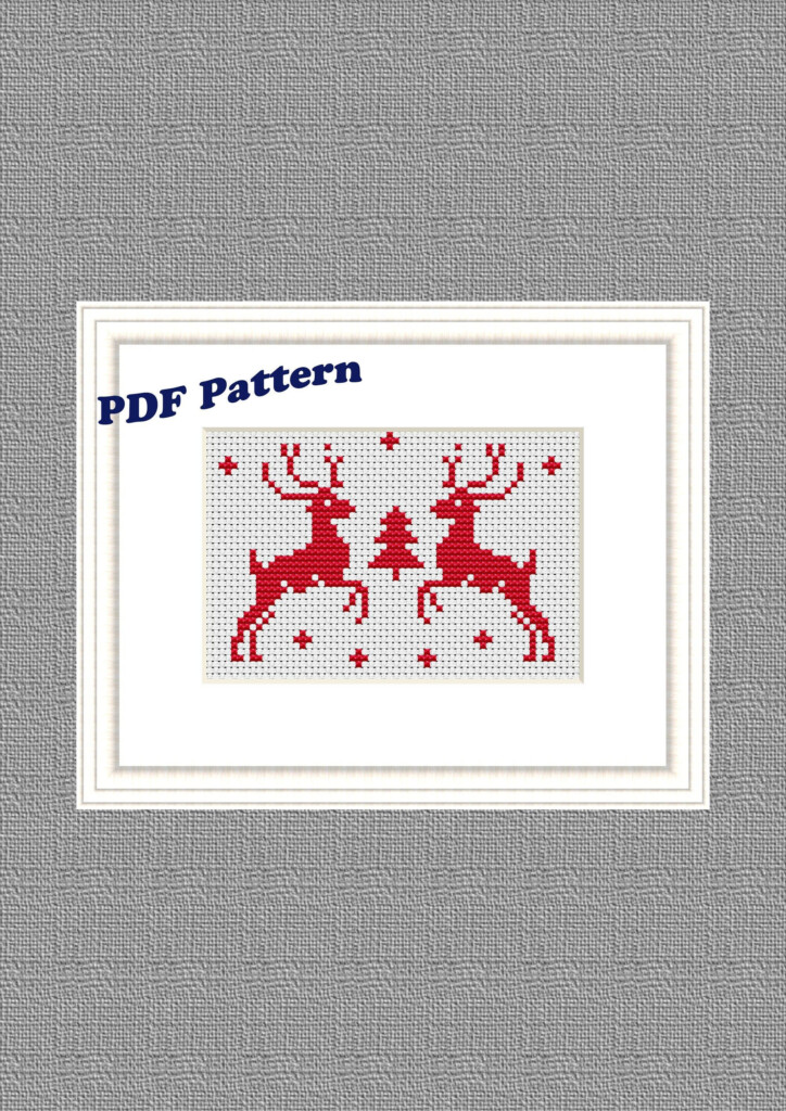 Reindeer Cross Stitch Pattern Christmas Easy Pattern PDF Nordic  - Free Christmas Reindeer Cross Stitch Patterns