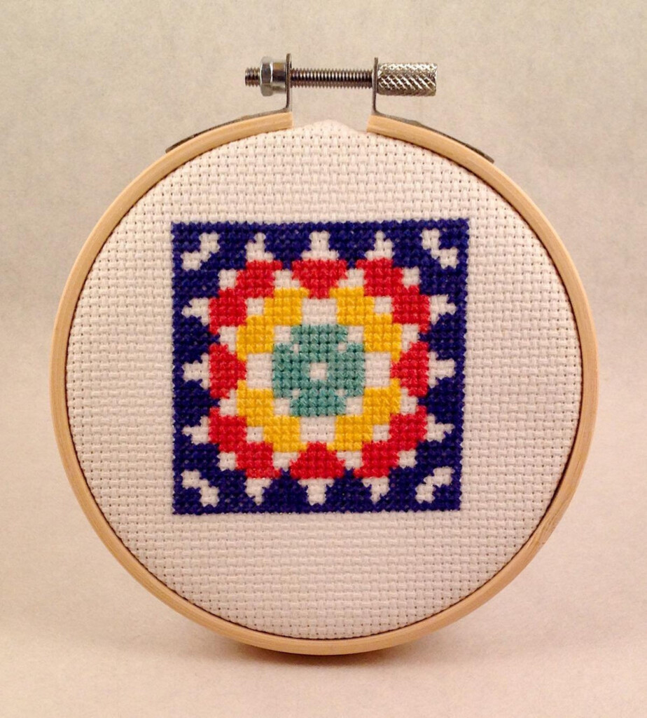 Retro Granny Square Counted Cross Stitch Pattern Instant Download  - Granny Square Cross Stitch Pattern