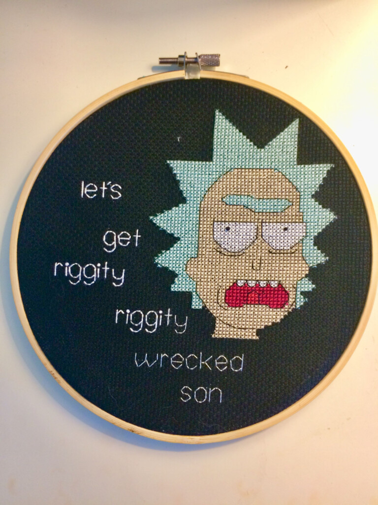Rick And Morty Let s Get Riggity Riggity Wrecked Son Cross Stitch  - Rick And Morty Cross Stitch Pattern Free