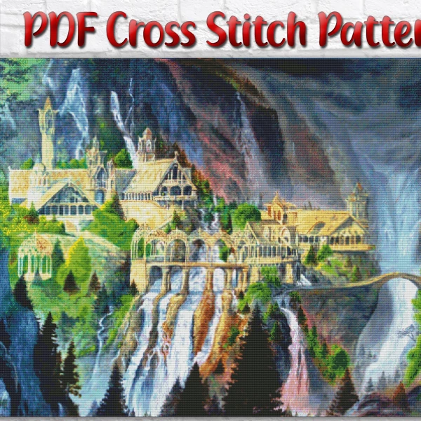 Rivendell Cross Stitch Pattern Lord Of The Rings Cross Sti Inspire  - Lord Of The Rings Cross Stitch Patterns Free