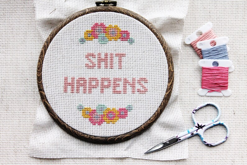 Rude Cross Stitch PDF Pattern Floral Kitsch Adult Sweary Etsy - Free Rude Cross Stitch Patterns