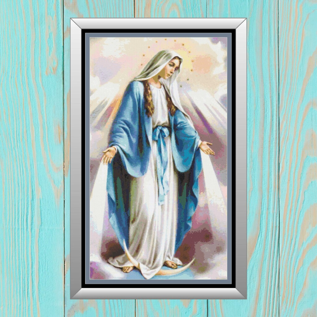 Sacred Virgin Mary Cross Stitch Pattern Mother Of God Counted Cross  - Mother Mary Cross Stitch Pattern