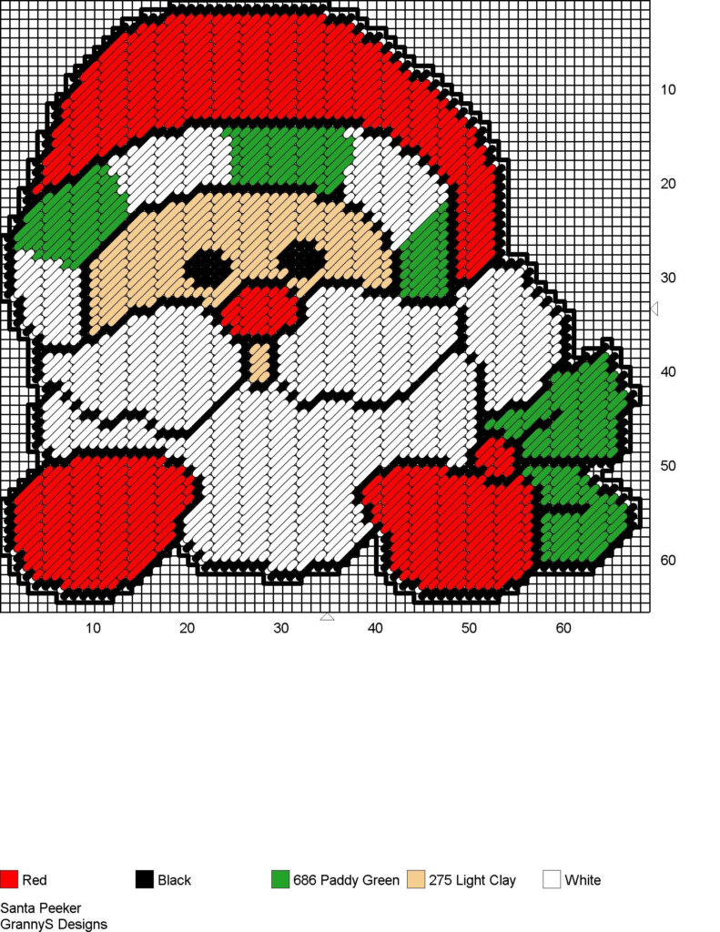SANTA PEEKER By GrannyS Designs Plastic Canvas Patterns Canvas  - Cross Stitch Plastic Canvas Christmas Patterns