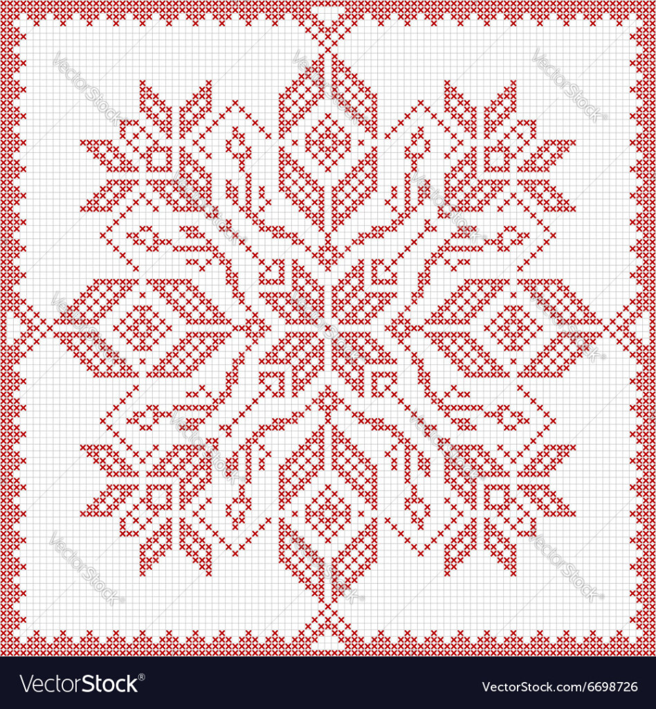 Scandinavian Cross Stitch Pattern Royalty Free Vector Image - Traditional Scandinavian Cross Stitch Patterns