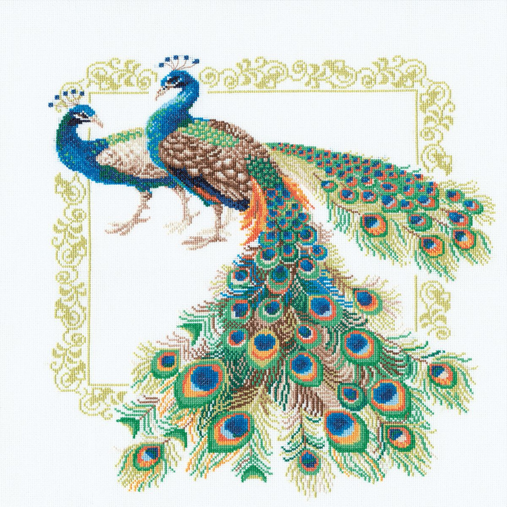 Search Peacock 18 875 X18 875 14 Count Peacocks Counted Cross  - Free Peacock Cross Stitch Patterns