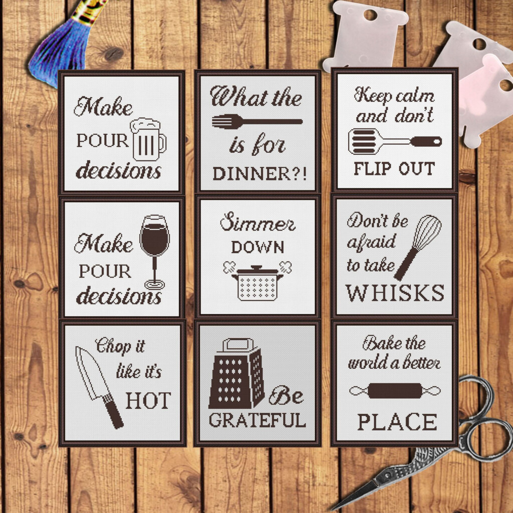 Set Of 10 Kitchen Cross Stitch Pattern Pdf By AnnaXStitch Funny  - Cross Stitch Patterns For Kitchen