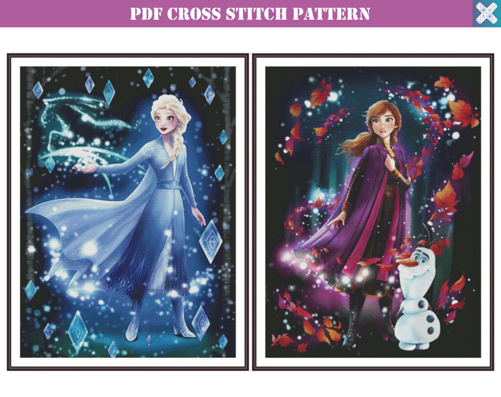 Set Of 2 Frozen Cross Stitch Patterns Etsy - Frozen Counted Cross Stitch Patterns