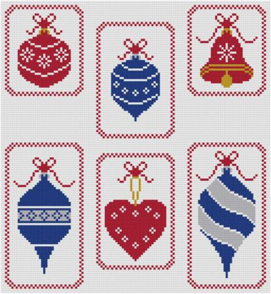 Set Of 6 Christmas Ornaments Cross Stitch Pattern PDF Quick And Easy  - Cross Stitch Patterns Christmas Ornaments