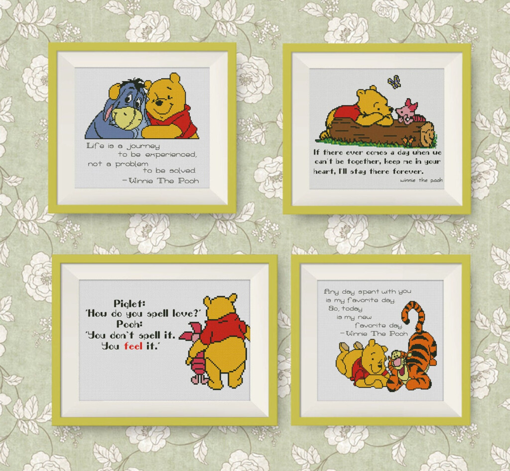 SET Winnie The Pooh Cross Stitch Pattern Quotes Cross Stitch - Winnie The Pooh Counted Cross Stitch Patterns