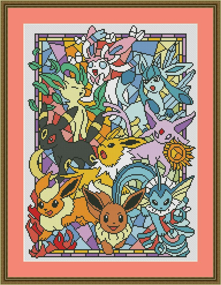 SG030 Pokemon Eevee Cross Stitch Pattern In PDF Stained G Inspire  - Pokemon Cross Stitch Patterns Pdf