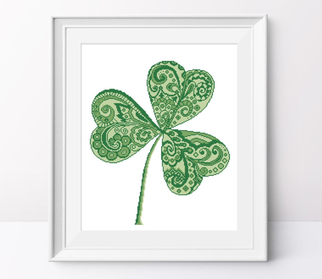 Shamrock Cross Stitch Pattern St Patrick s Day Cross Etsy - Shamrock Cross Stitch Pattern Free