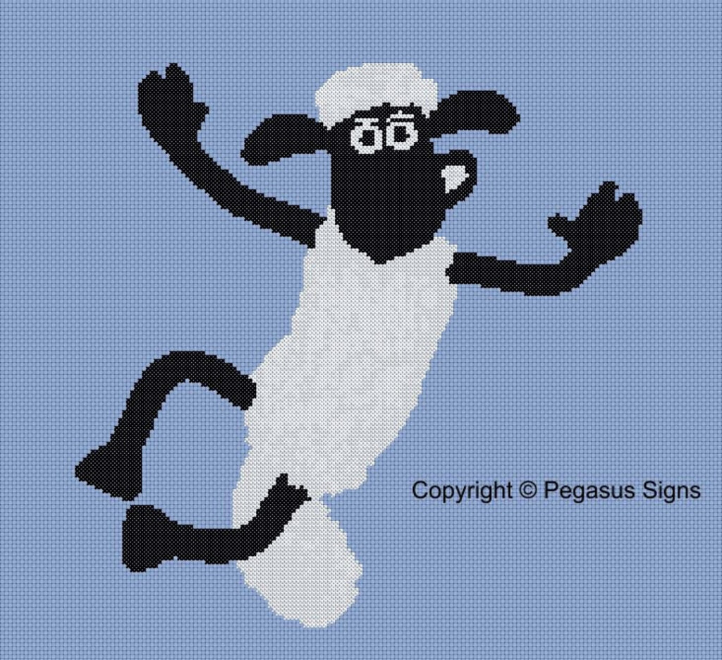 Shaun The Sheep Cross Stitch Pattern Only PDF JPEG Files Sheep Cute  - Shaun The Sheep Cross Stitch Pattern