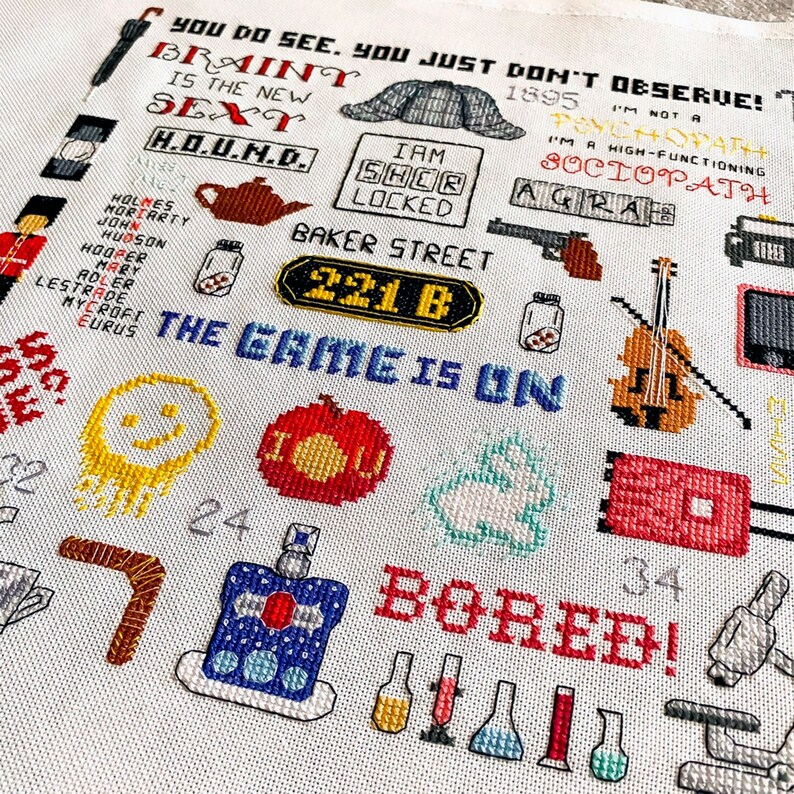Sherlock Cross Stitch Pattern Pdf Counted Cross Stitch Etsy - Sherlock Holmes Cross Stitch Pattern