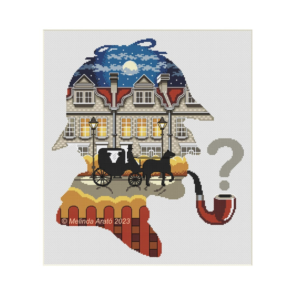 Sherlock Holmes Inspired Cross Stitch Patterns Instant PDF Download  - Sherlock Holmes Cross Stitch Pattern