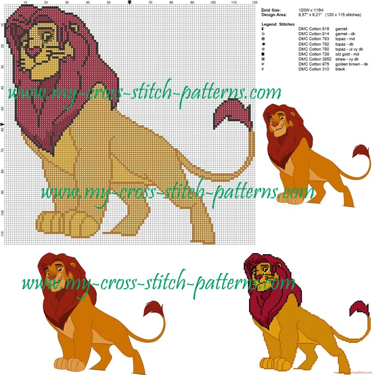 Simba The Lion King Cross Stitch Patterns Free Cross Stitch Patterns  - Lion King Cross Stitch Patterns Free