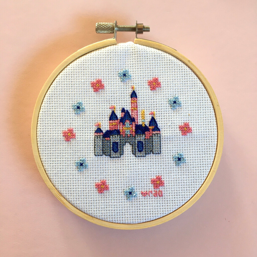 Sleeping Beauty Castle Disneyland Mini Cross Stitch Pattern Etsy - Disneyland Castle Cross Stitch Pattern