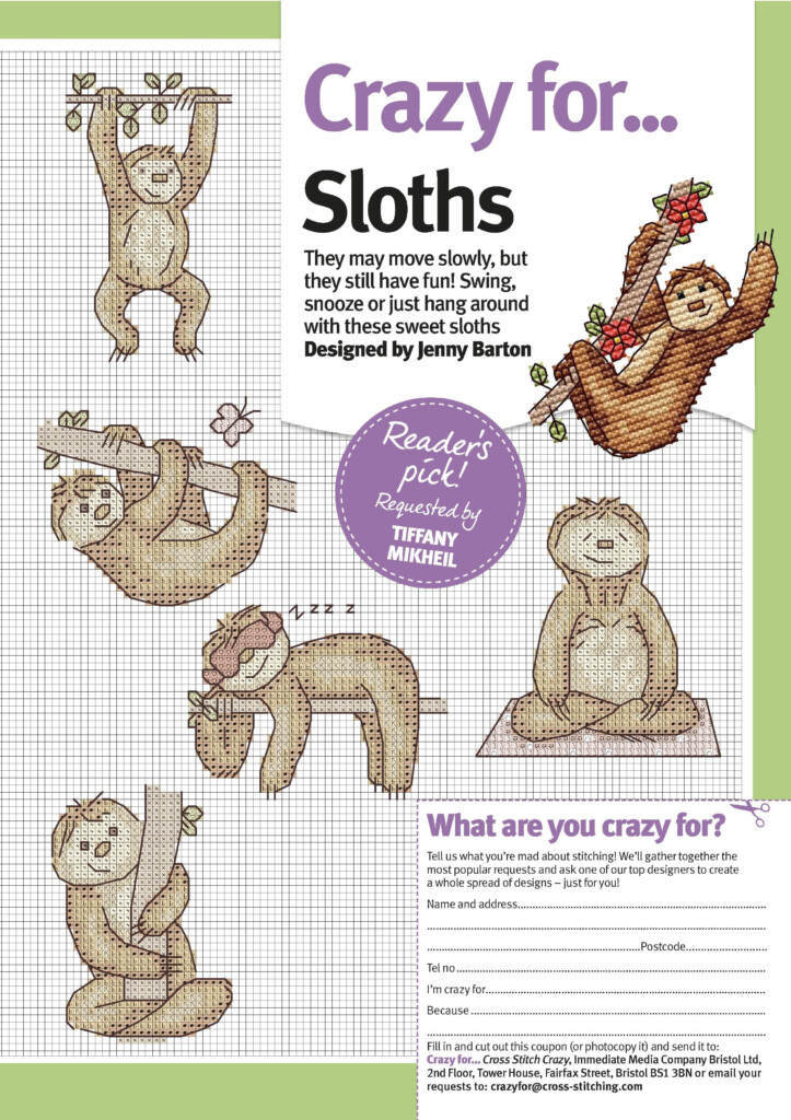 Sloths Cross Stitch - Free Sloth Cross Stitch Pattern