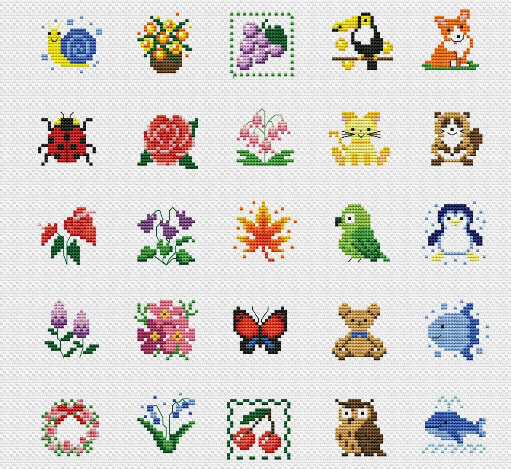 Small Cross Stitch Pattern Mini Flower Digital DIY Instant Etsy - Small Simple Cross Stitch Patterns