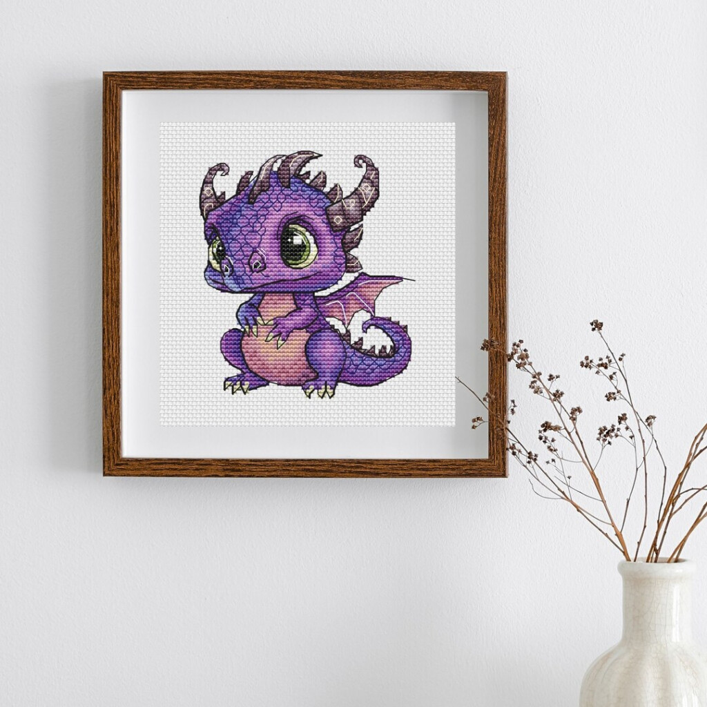 Small Dragon Cross stitch Pattern Fantasy Cute Embroidery For Kids  - Small Dragon Cross Stitch Patterns