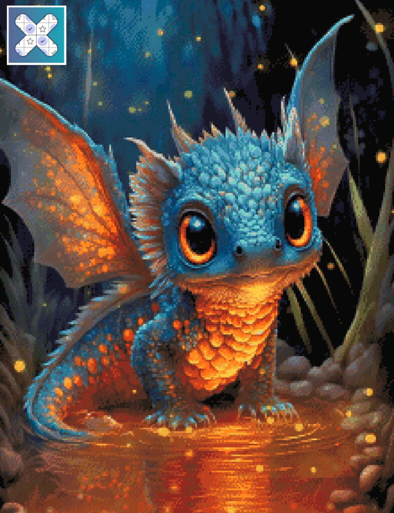 Small Dragon Cross Stitch Pattern Gold Dragon Instant Download PDF  - Small Dragon Cross Stitch Patterns