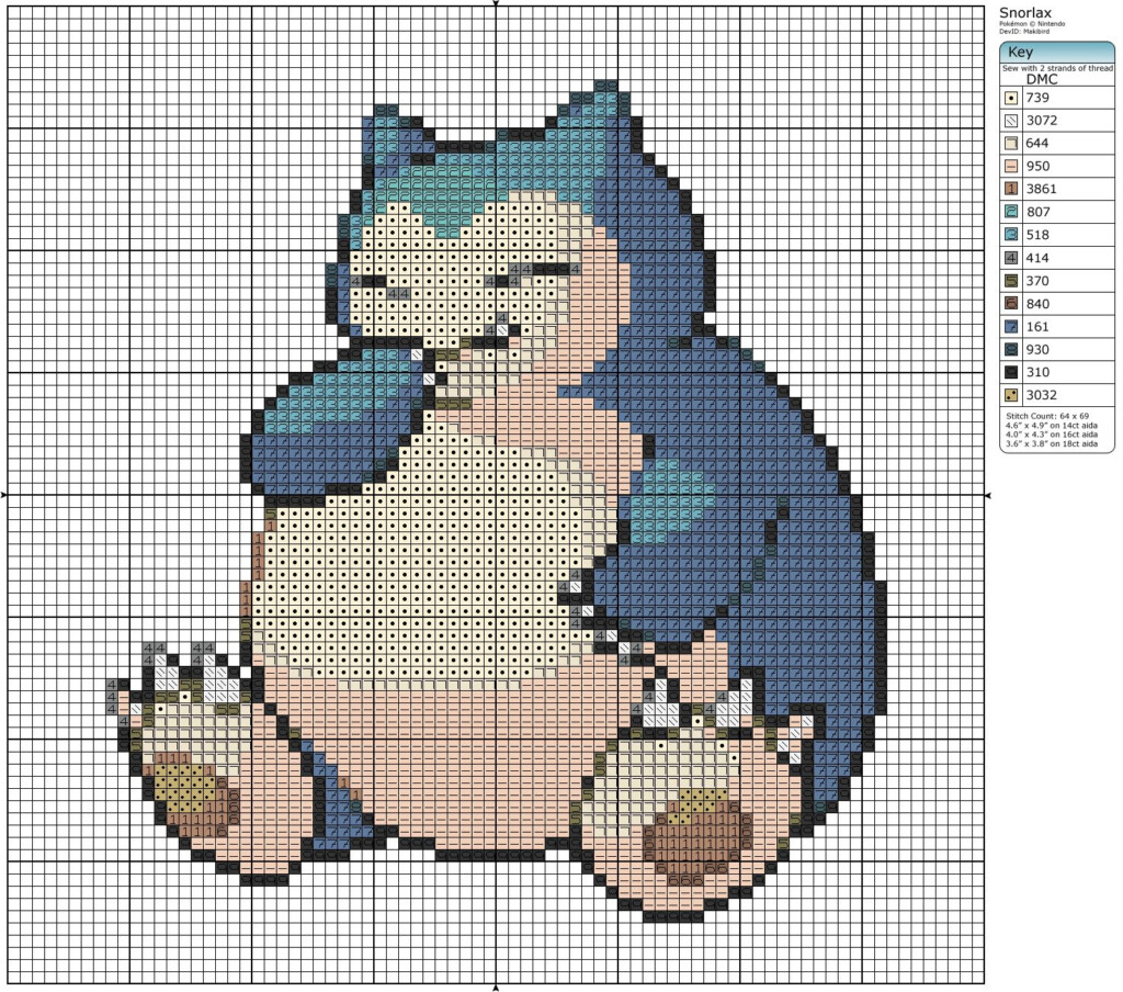 Snorlax Pokemon Free Cross Stitch Pattern Pokemon Cross Stitch Patterns  - Pokemon Cross Stitch Patterns Free