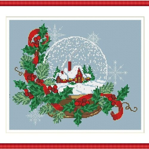 Snow Globe Counted Cross Stitch Pattern PDF Christmas Tree Etsy - Snow Globe Cross Stitch Pattern Free